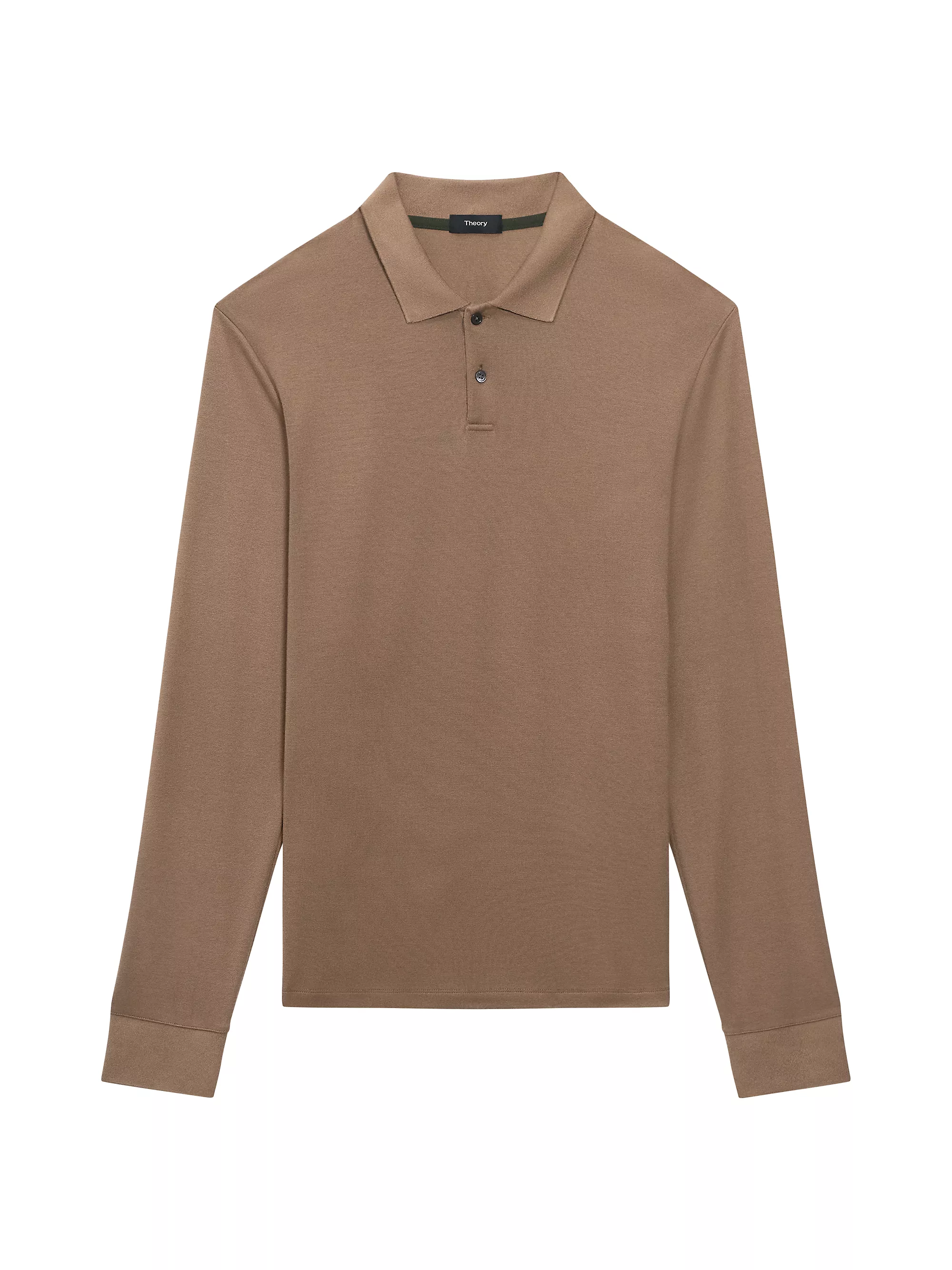 Theory Goris Long-Sleeve Polo Shirt (Dark Taupe)
