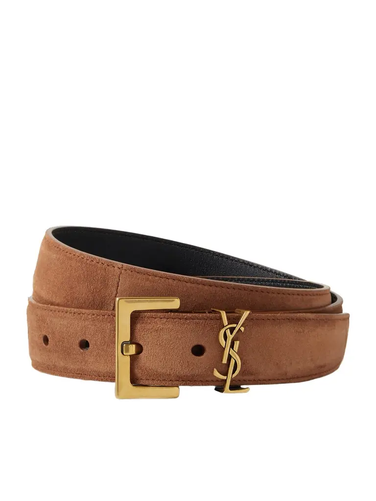 Saint Laurent Cassandre Suede Belt