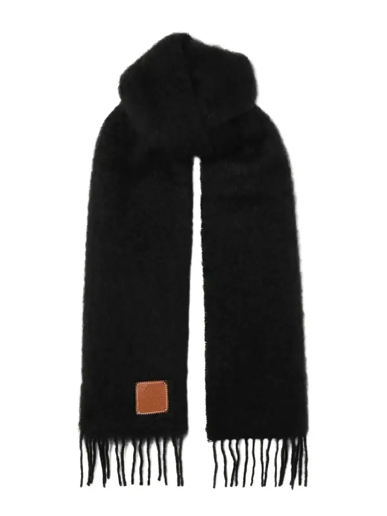 Loewe Fringed Leather-trimmed Mohair-blend Scarf