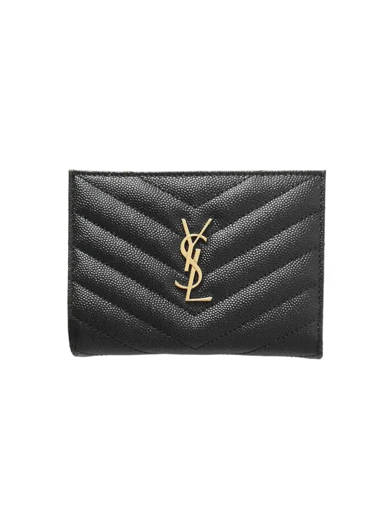 Saint Laurent Cassandre Quilted Textured-leather Wallet