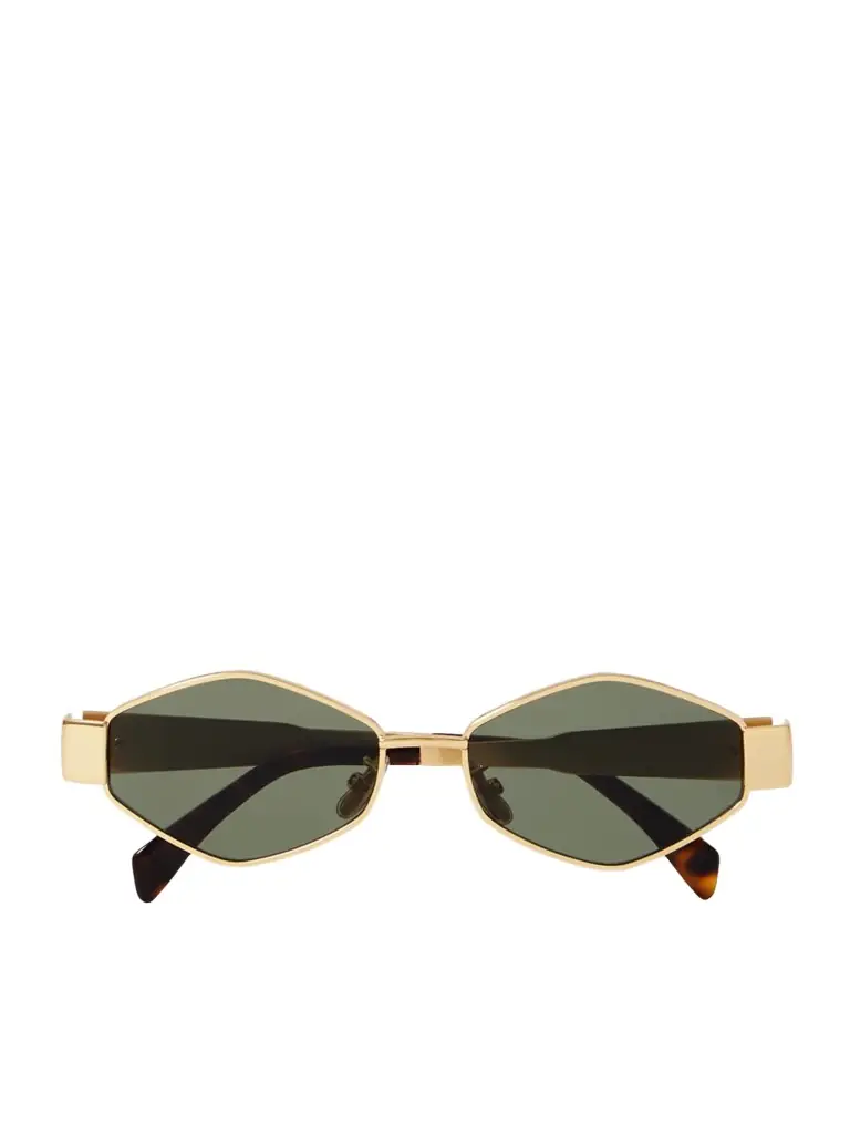 CELINE Eyewear Triomphe Hexagon-frame Gold-tone Sunglasses