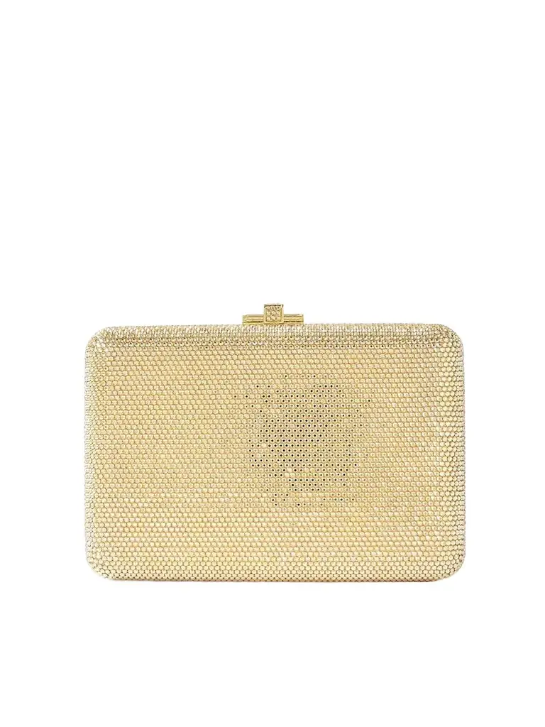 Judith Leiber Couture Slim Slide Crystal-embellished Gold-tone Clutch