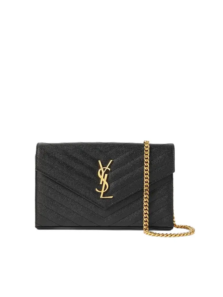 Saint Laurent Cassandre Matelassé Textured-leather Chain Wallet