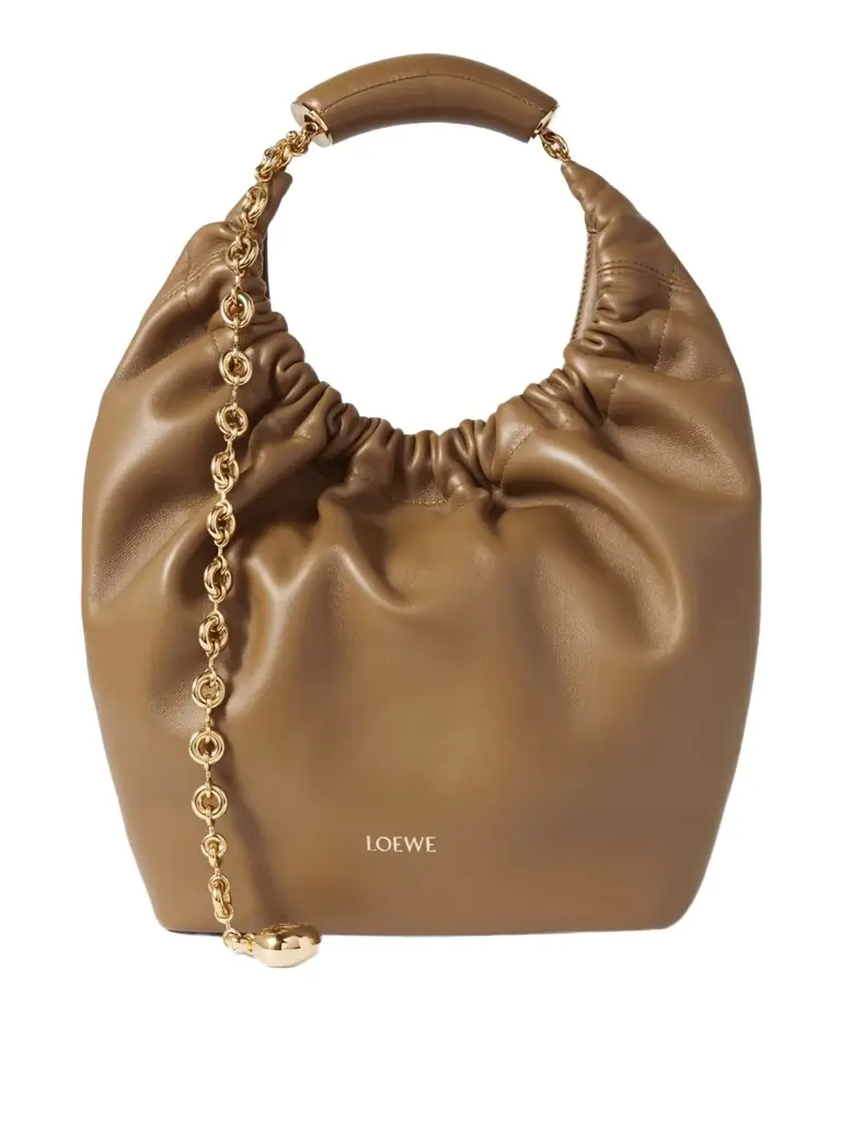 Loewe Squeeze Small Chain-embellished Gathered Leather Shoulder Bag
