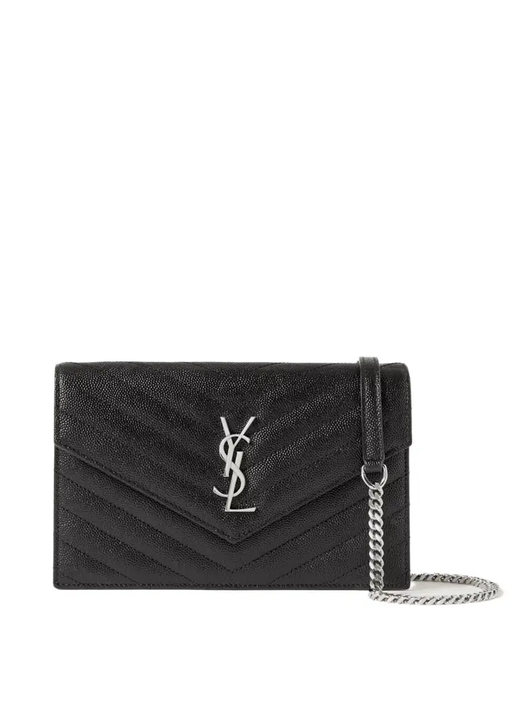Saint Laurent Cassandre Matelassé Textured-leather Chain Wallet