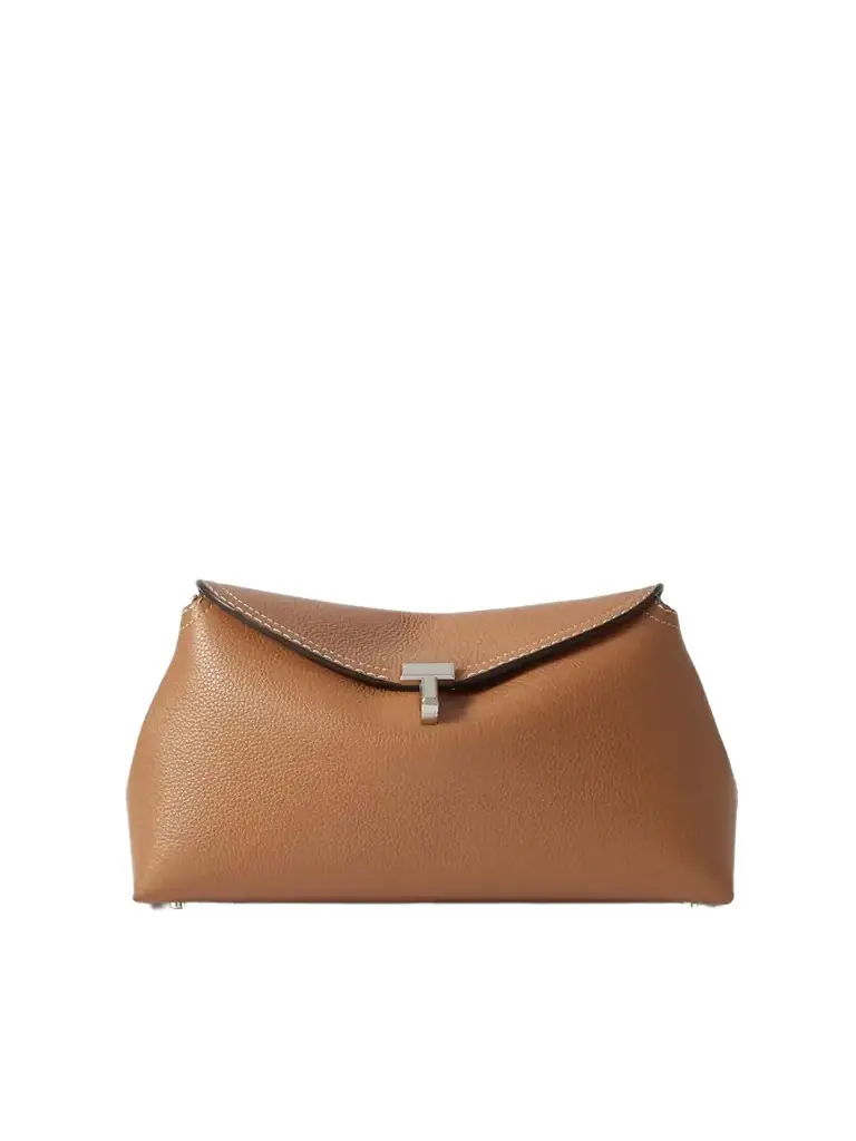 TOTEME T-lock Textured-leather Clutch