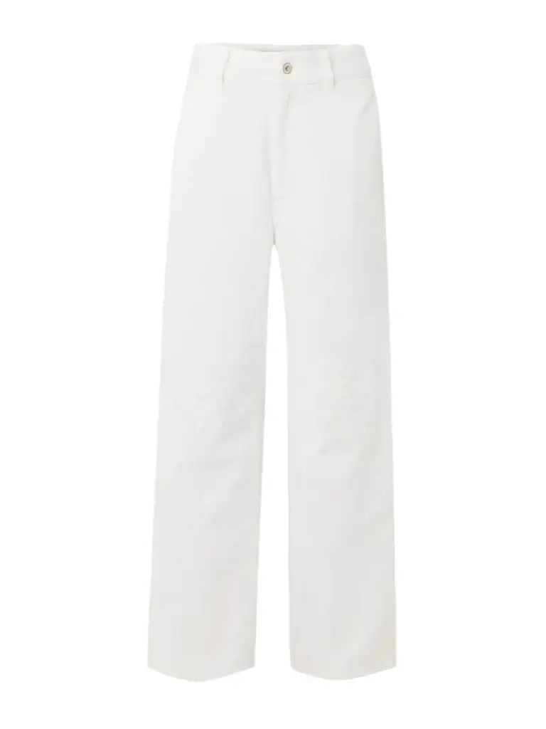 Loewe + Paula's Ibiza Leather-trimmed Embroidered High-rise Wide-leg Jeans