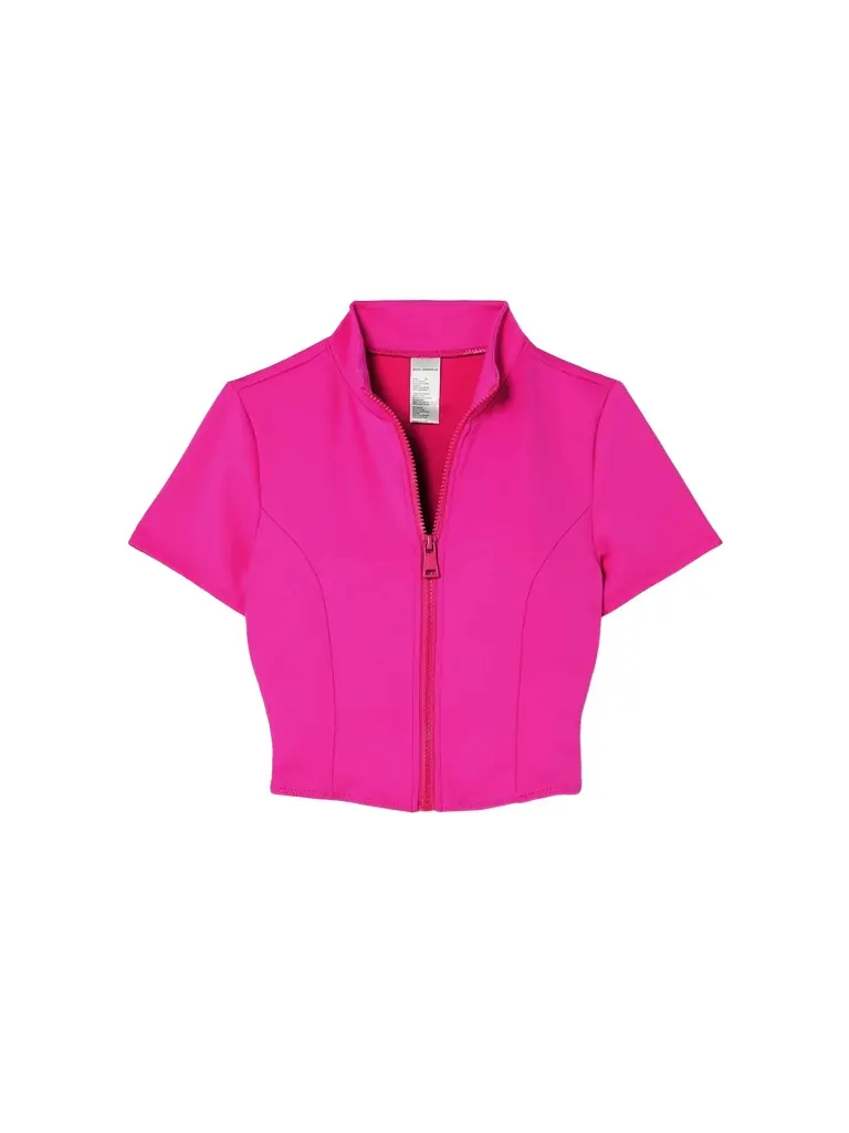 GOOD AMERICAN Good Compression Neon Stretch-scuba Rash Guard - Pink - Women's Clothing