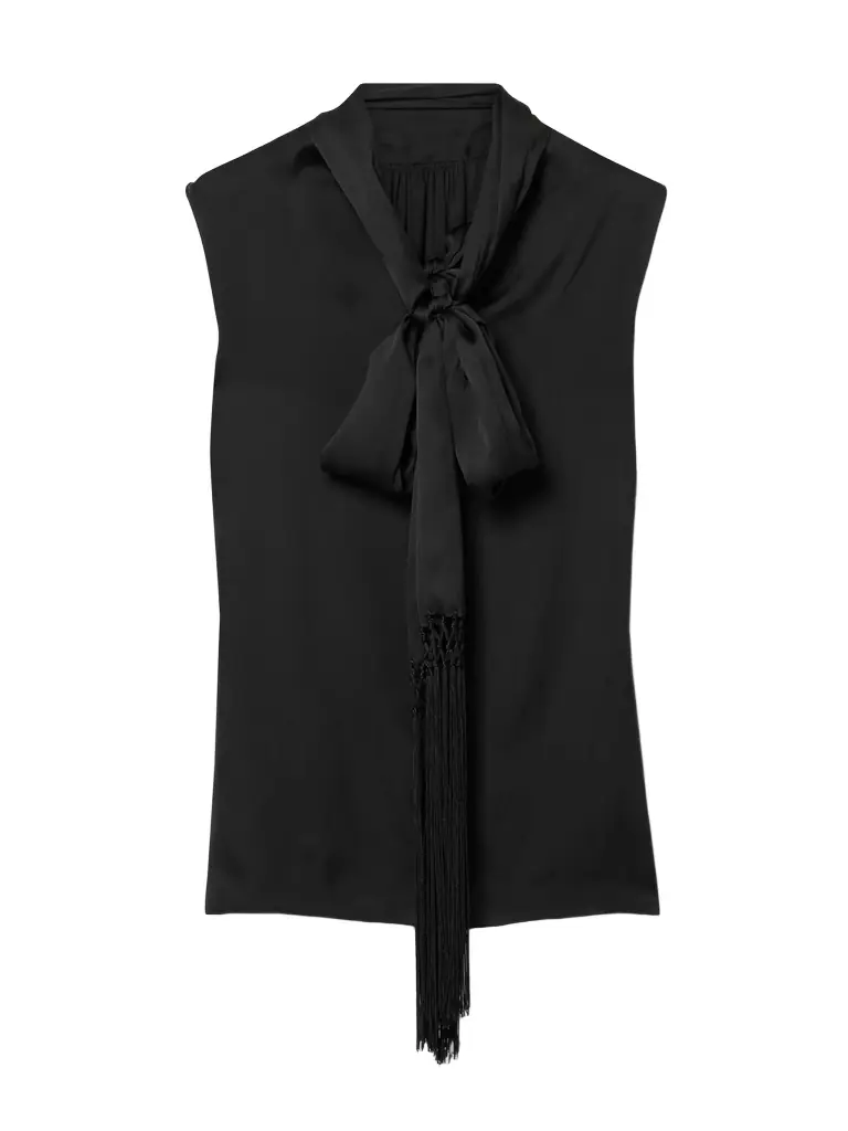 Veronica de Piante Marina Macramé-trimmed Pussy-bow Silk-charmeuse Blouse - Women's Clothing