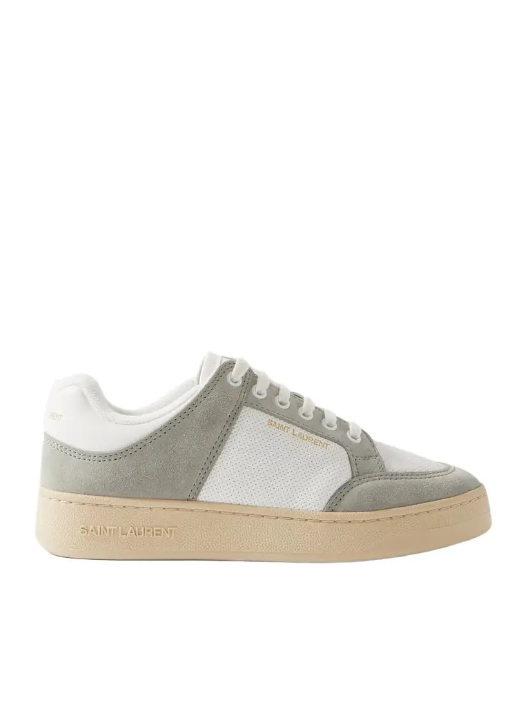 SAINT LAURENT Sl/61 Leather And Suede Sneakers - White