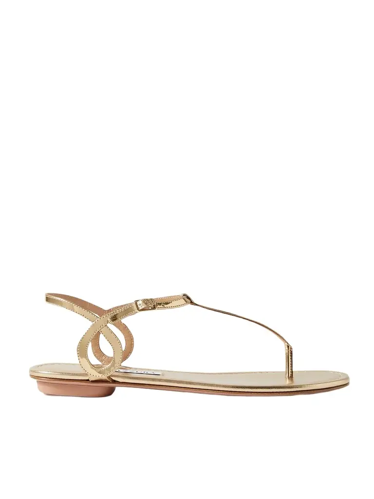Aquazzura Almost Bare Metallic Leather Sandals