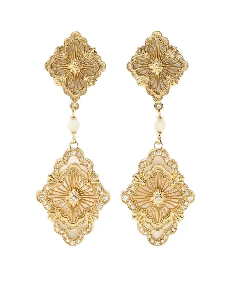 Buccellati Opera Tulle 18-karat Gold, Enamel And Diamond Earrings - Women's Jewelry And Watches