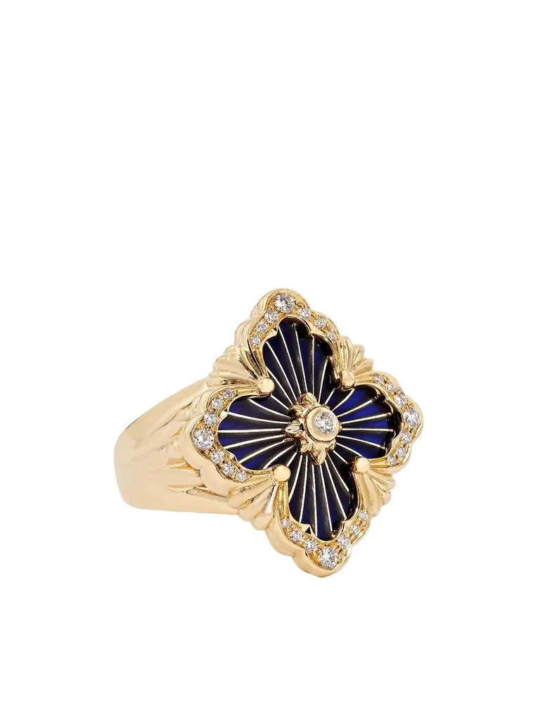 Buccellati Opera Tulle 18-karat Gold, Enamel And Diamond Ring - 52 - Women's Jewelry And Watches
