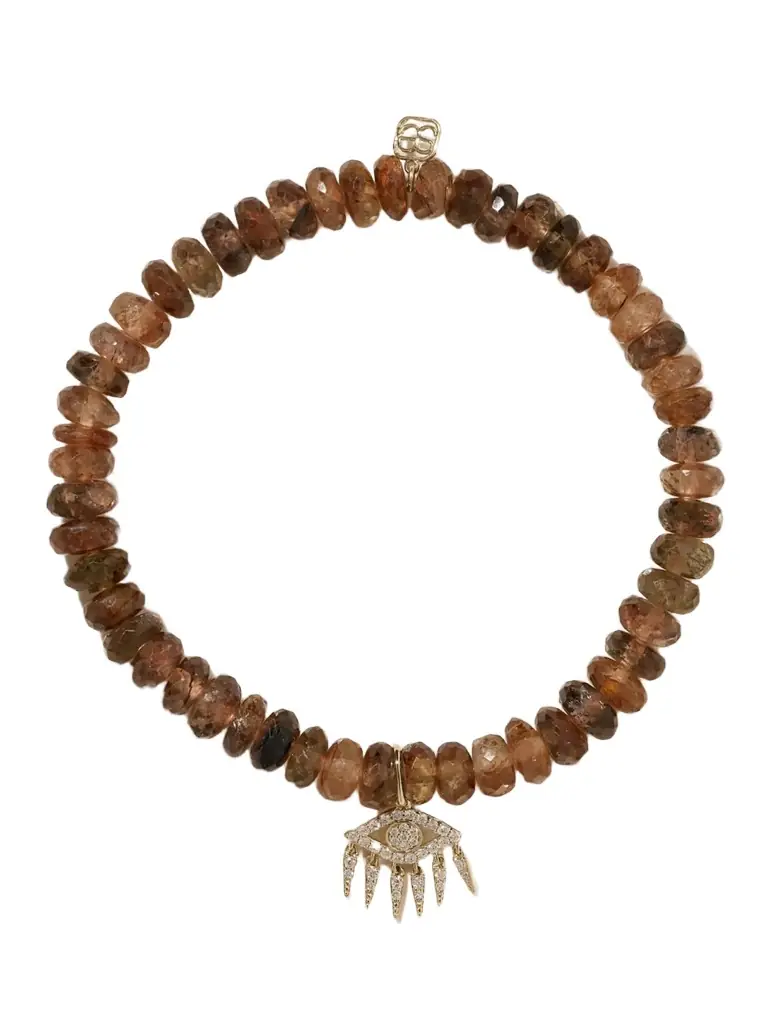 Sydney Evan Evil Eye 14-karat Gold, Andalusite And Diamond Bracelet