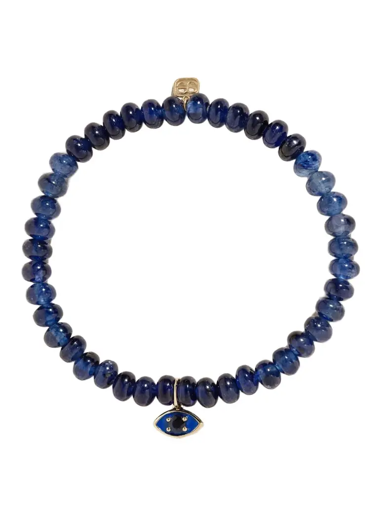 Sydney Evan Evil Eye 14-karat Gold, Sapphire And Enamel Bracelet