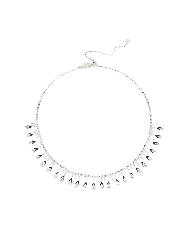 Kamyen Pear 18-karat White Gold, Diamond And Enamel Choker