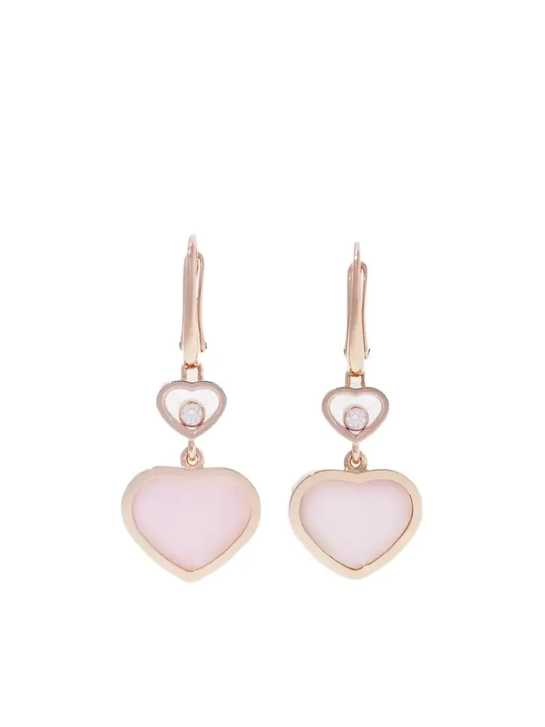 Chopard Happy Hearts 18-karat Rose Gold, Opal And Diamond Earrings