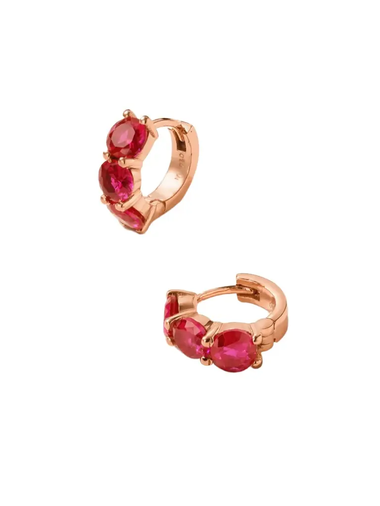 Ileana Makri 18-karat Rose Gold Ruby Hoop Earrings