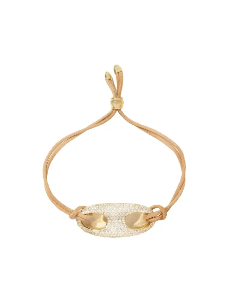 Jenna Blake 18-karat Gold, Nubuck And Diamond Bracelet