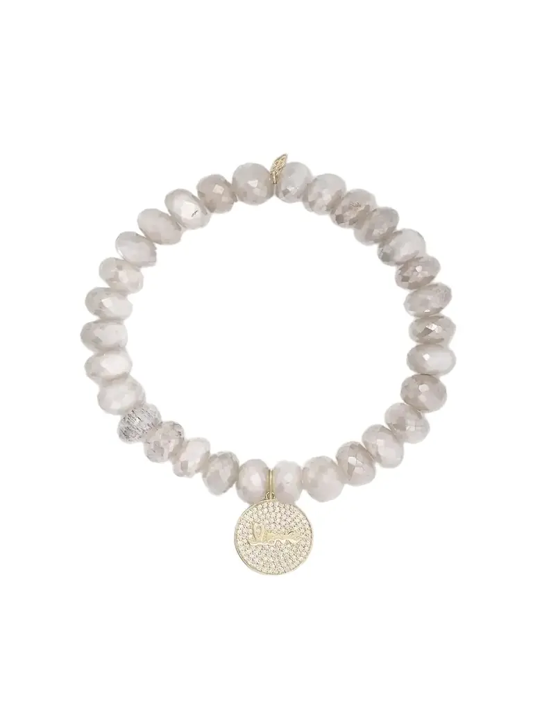 Sydney Evan Love Script 14-karat Gold, Moonstone And Diamond Bracelet