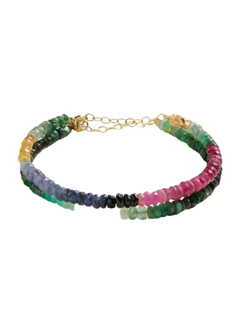 JIA JIA Set Of Two 14-karat Gold, Sapphire And Emerald Bracelets