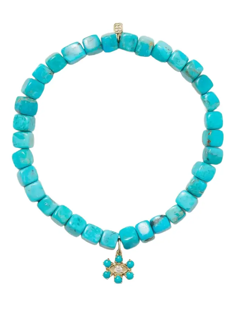 Sydney Evan Eye 14-karat Gold Turquoise Bracelet