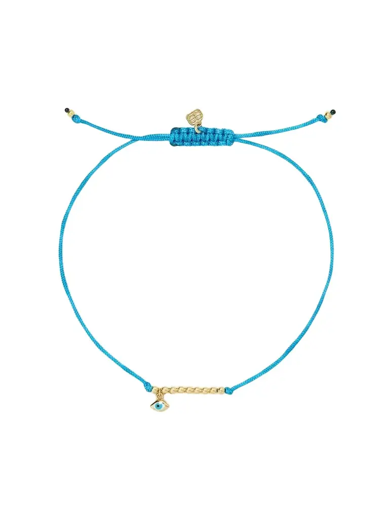 Sydney Evan Evil Eye 14-karat Gold, Cord And Enamel Bracelet