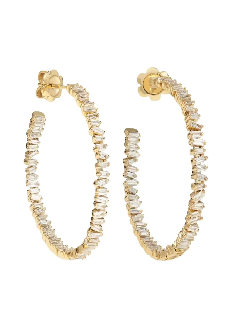 Suzanne Kalan 18-karat Rose Gold Diamond Hoop Earrings