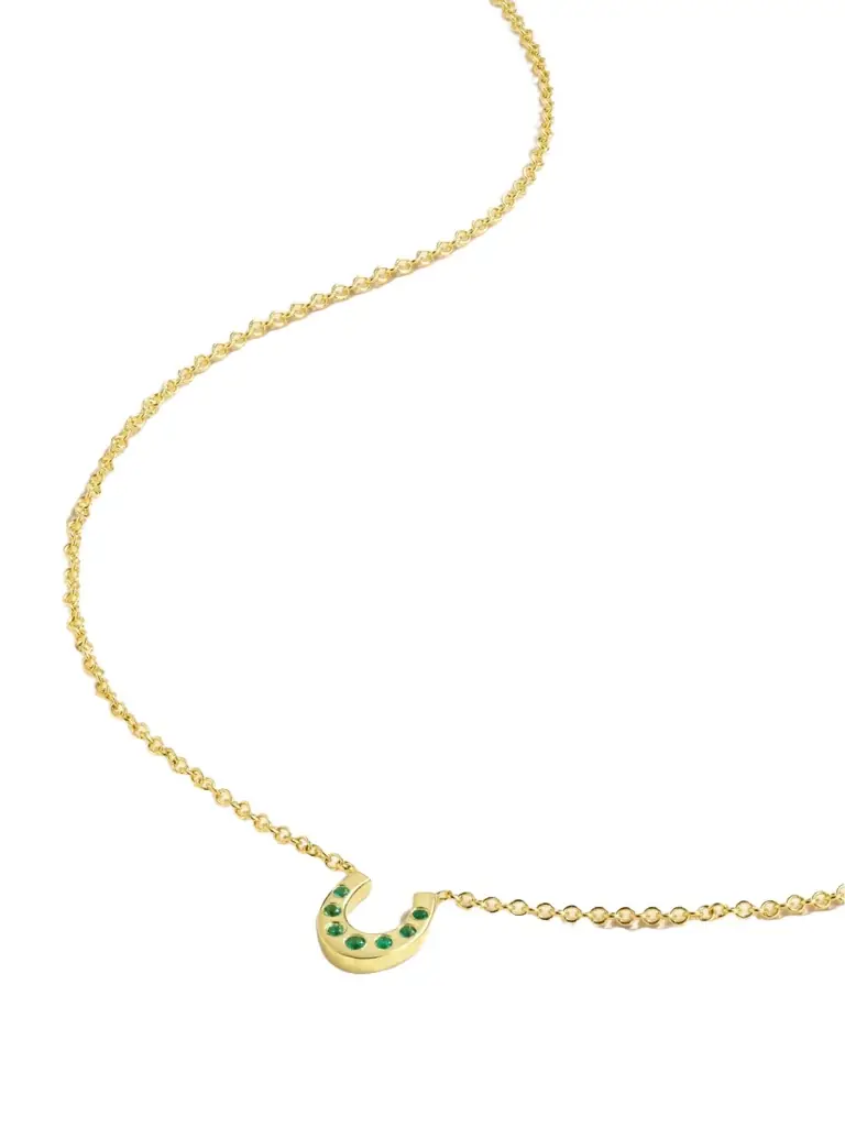 Jennifer Meyer Mini Horseshoe 18-karat Gold Emerald Necklace