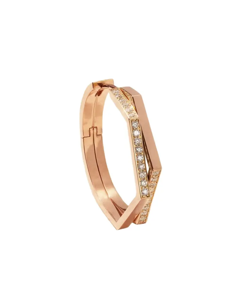 Repossi Antifer Medium 18-karat Rose Gold Diamond Single Hoop Earring