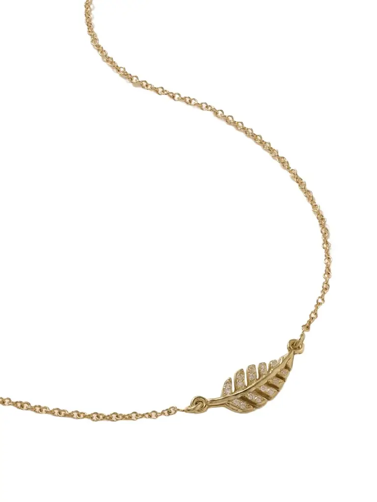 Jennifer Meyer Mini Leaf 18-karat Gold Diamond Necklace