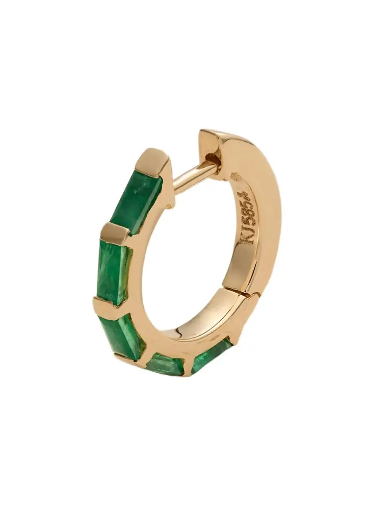 KOLOURS JEWELRY 14-karat Gold Emerald Single Hoop Earring
