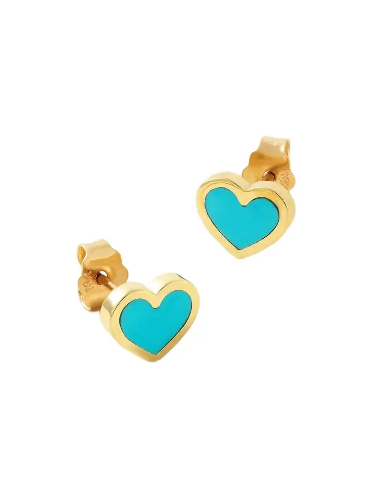 Jennifer Meyer Extra Small Heart 18-karat Gold Turquoise Earrings
