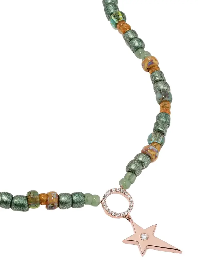 Diane Kordas 14-karat Rose Gold, Bead And Diamond Necklace