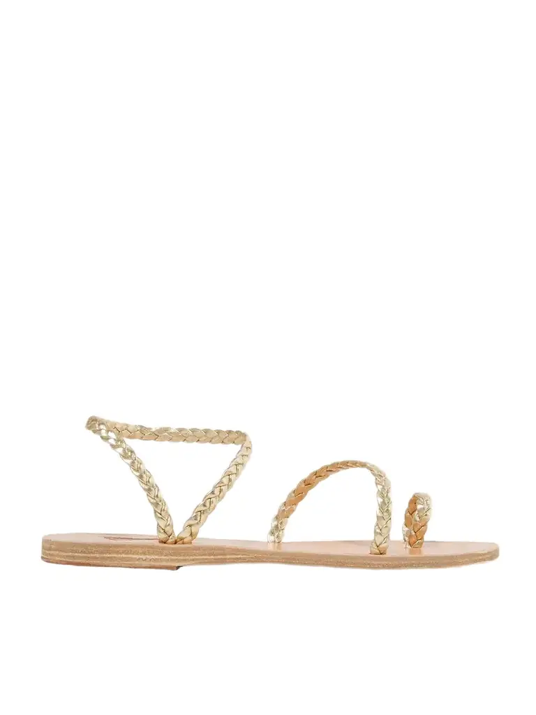 Ancient Greek Sandals Eleftheria Braided Metallic Leather Sandals
