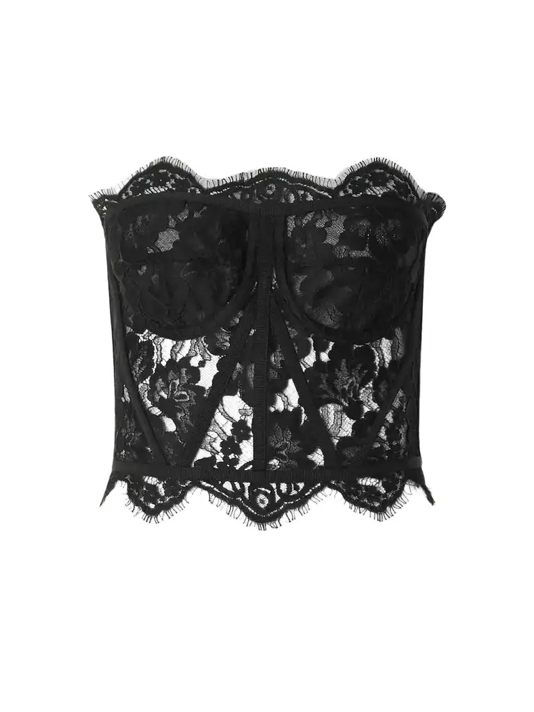 Dolce & Gabbana Grosgrain-trimmed Lace Bustier Top