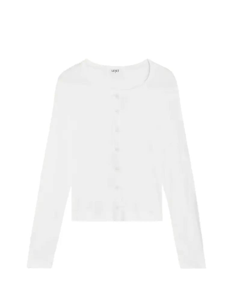 LESET Pointelle-knit Cotton-jersey Cardigan