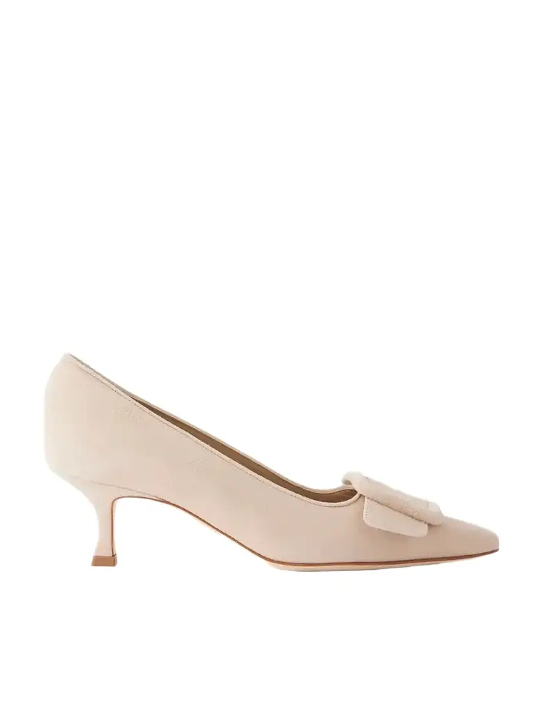 Manolo Blahnik Maysale 50 Buckled Suede Pumps