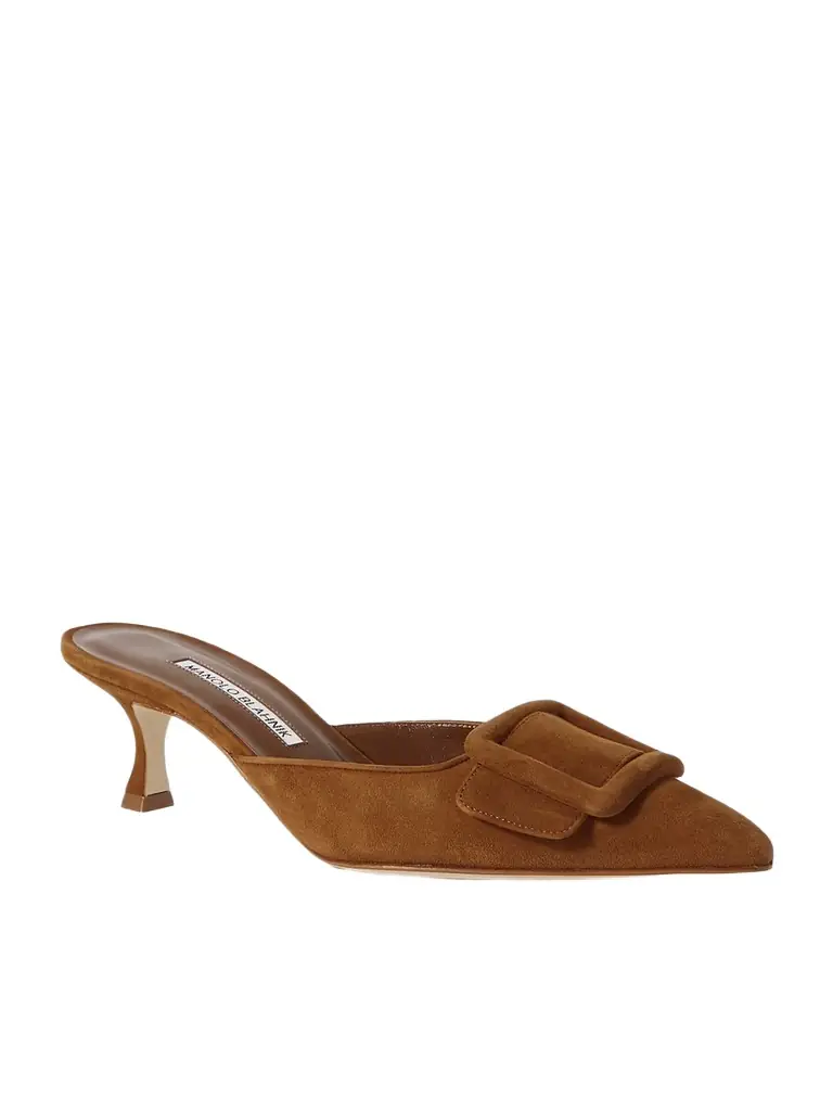 Manolo Blahnik Maysale 50 Buckled Suede Mules