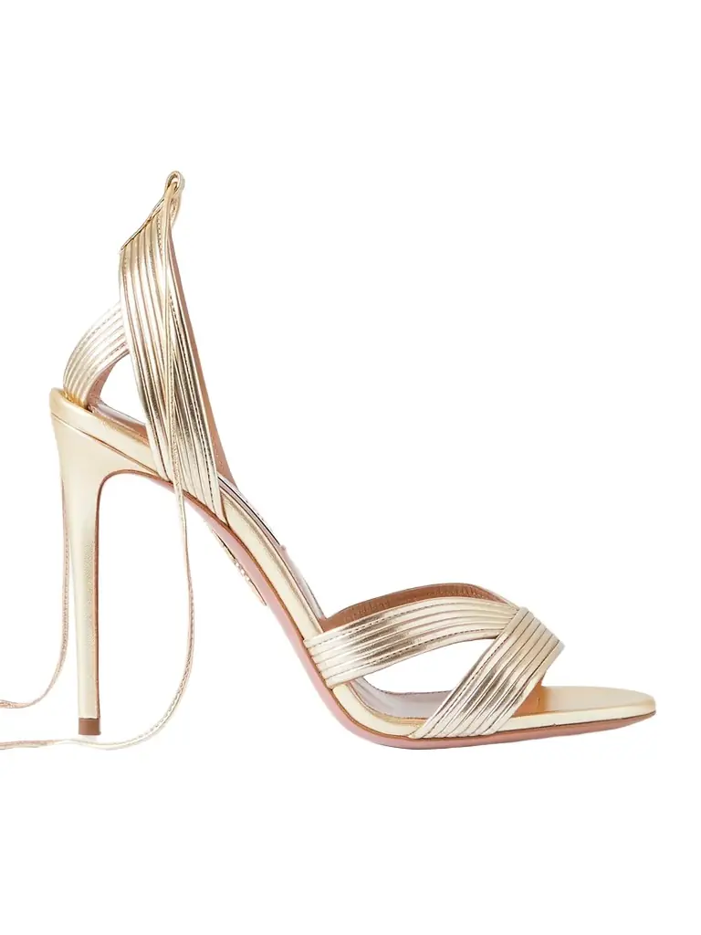 Aquazzura Ari 105 Metallic Leather Sandals