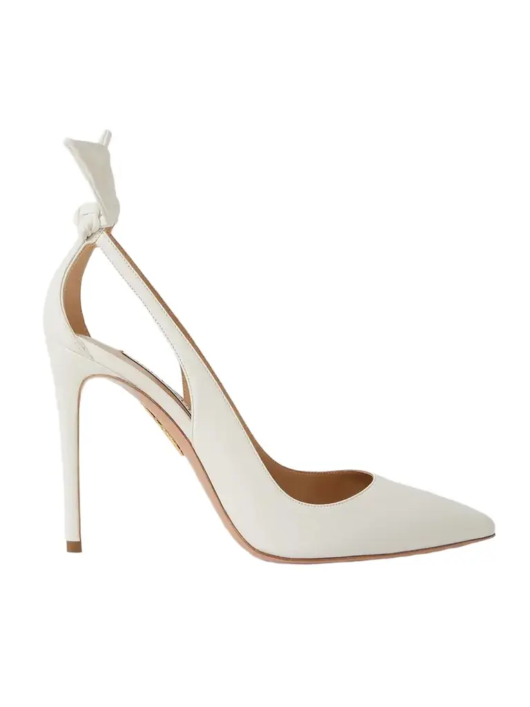 Aquazzura Bow Tie 105 Cutout Leather Pumps