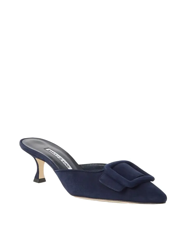 Manolo Blahnik Maysale 50 Buckled Suede Mules