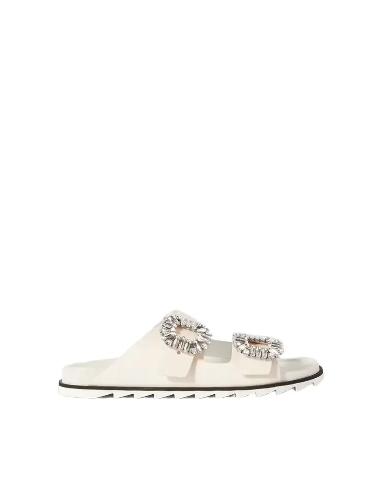 Roger Vivier Slidy Viv Swarovski Crystal-embellished Leather Slides