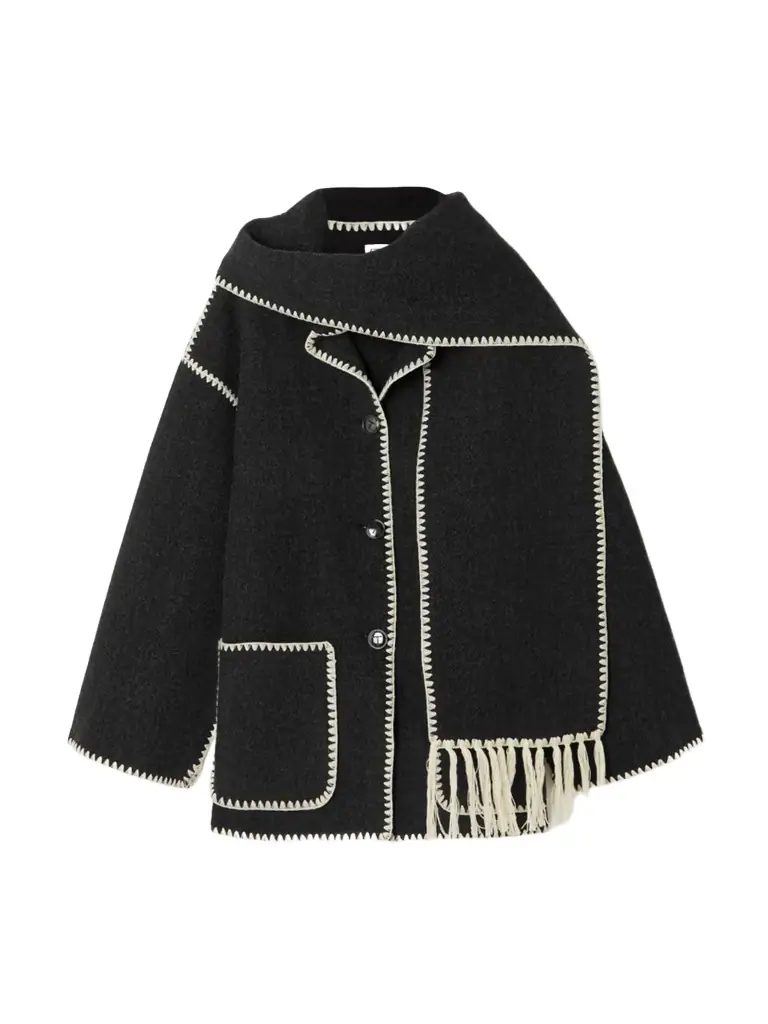 TOTEME Draped Fringed Wool-blend Jacket