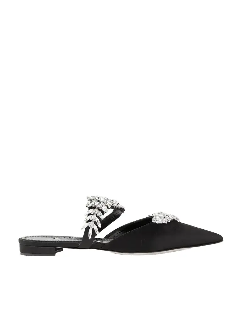 Manolo Blahnik Lurum 45 Crystal-embellished Satin Slippers