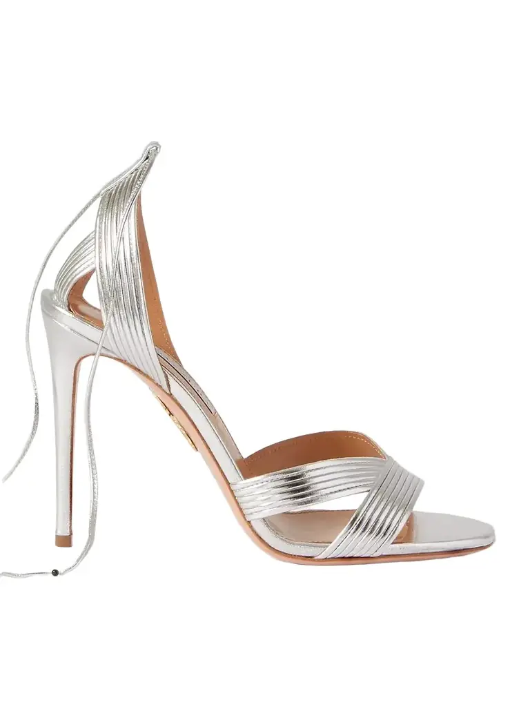 Aquazzura Ari 105 Metallic Leather Sandals