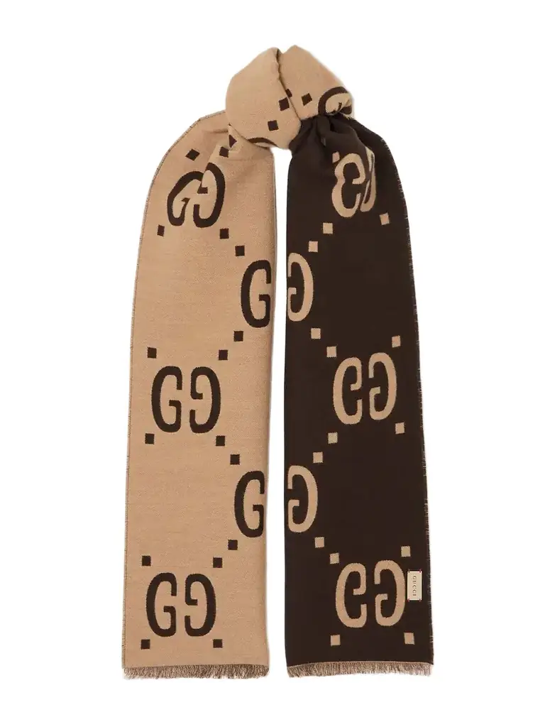 Gucci Fringed Wool And Silk-blend Jacquard Scarf