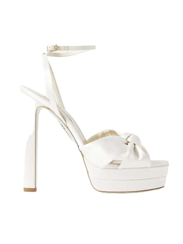 Aquazzura Cupid Plateau 130 Knotted Satin Platform Sandals