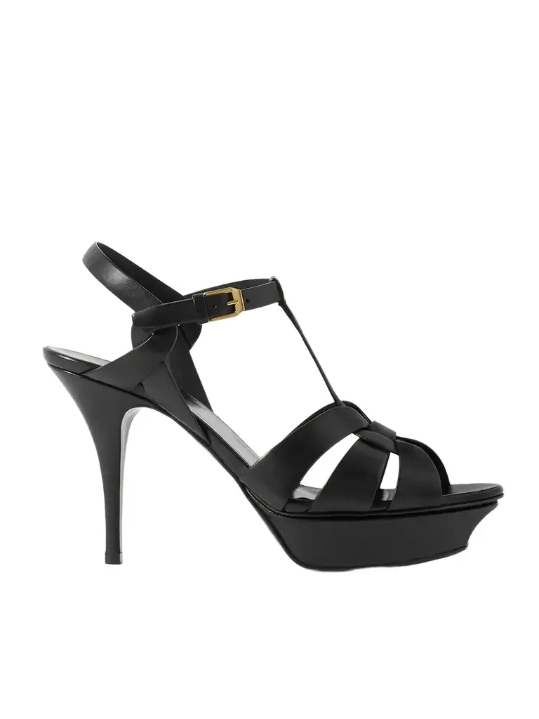 Saint Laurent Tribute Woven Leather Platform Sandals