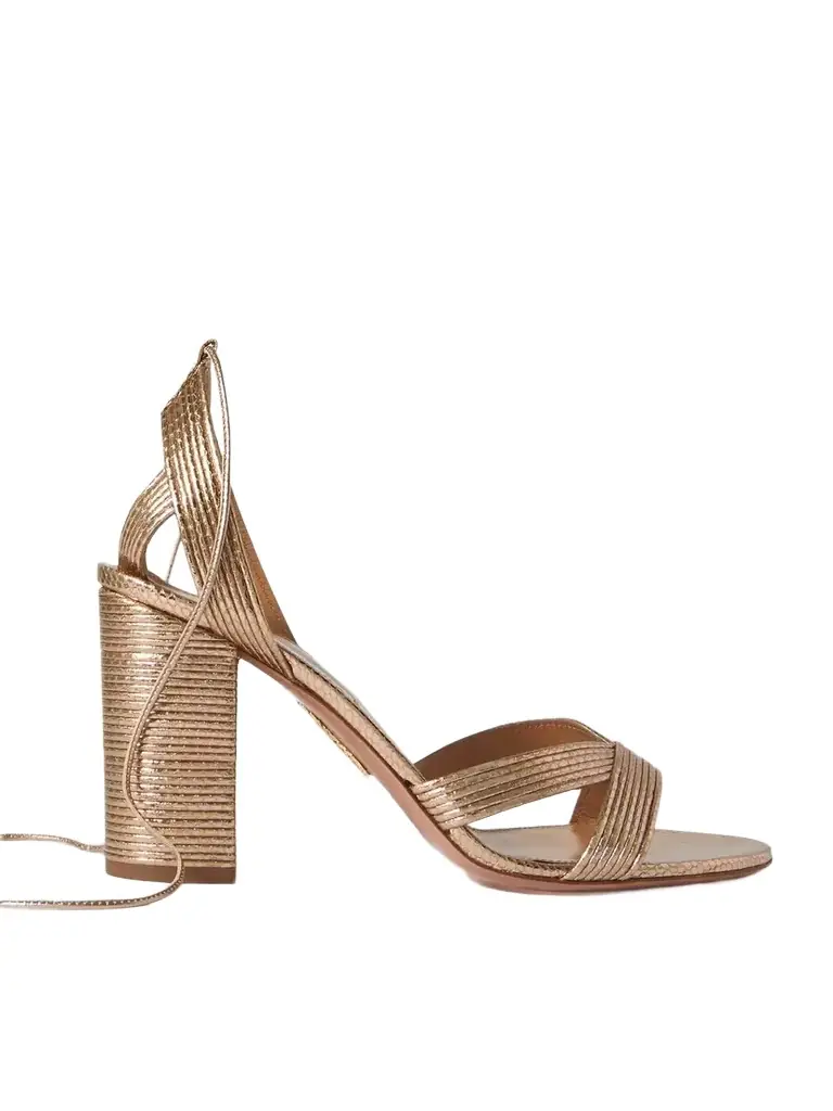 Aquazzura Ari 85 Metallic Leather Sandals